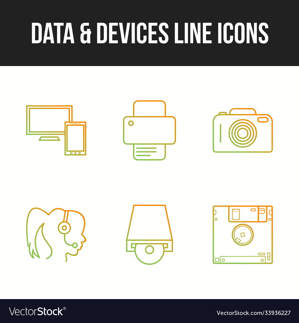 Unique line icon set data and devices