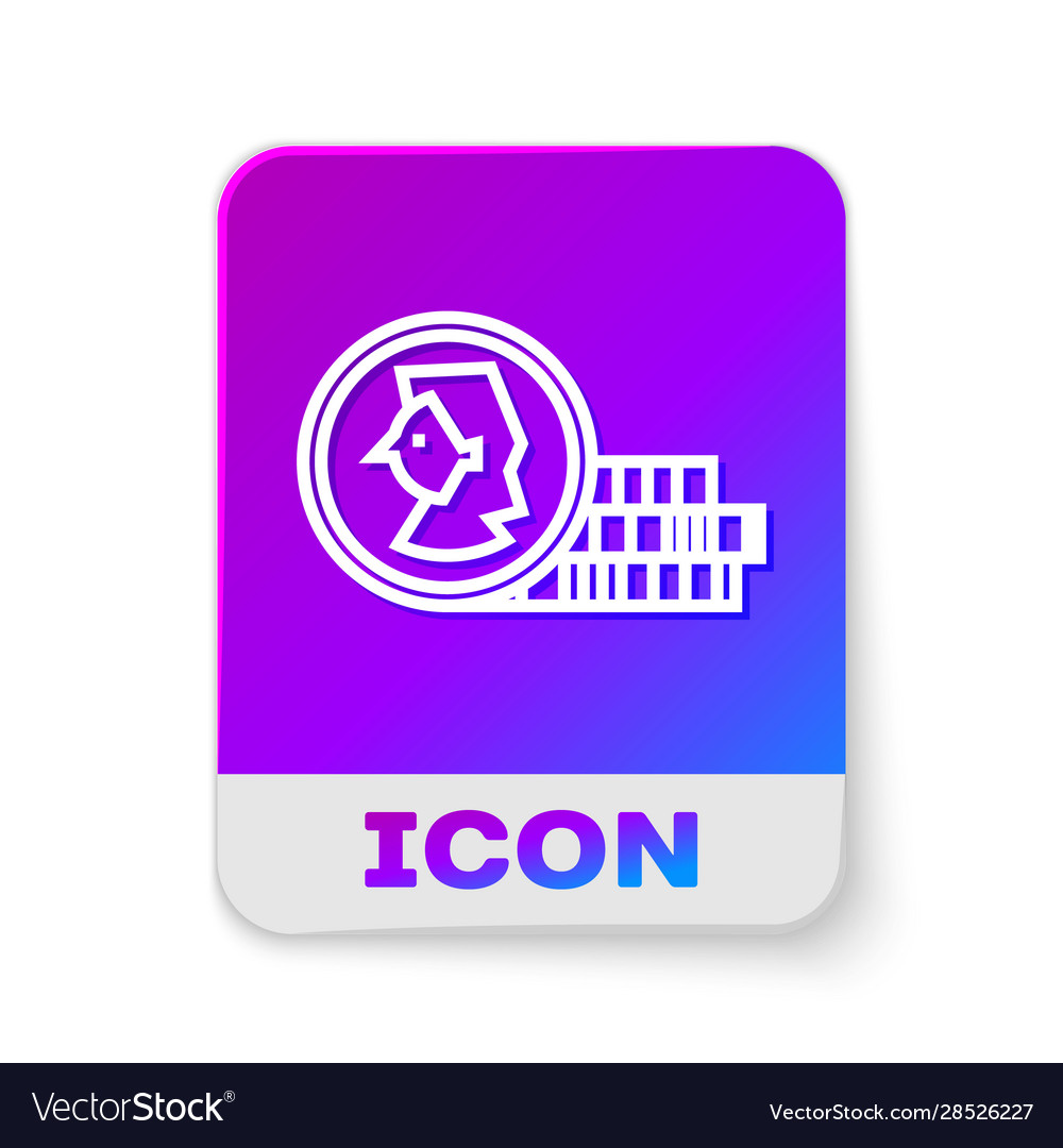 White line coin for game icon isolated on vector image White line coin for game icon isolated on