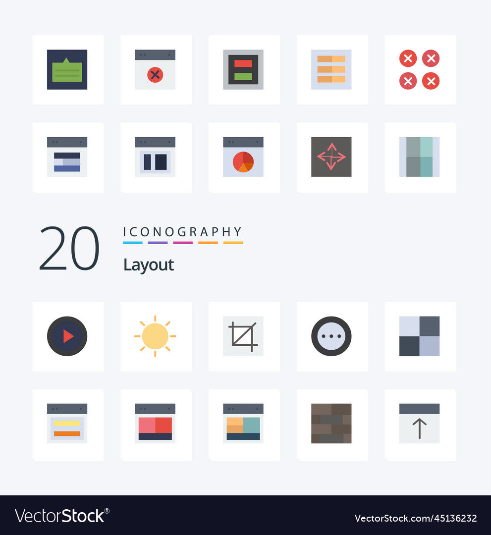 20 layout flat color icon pack like design
