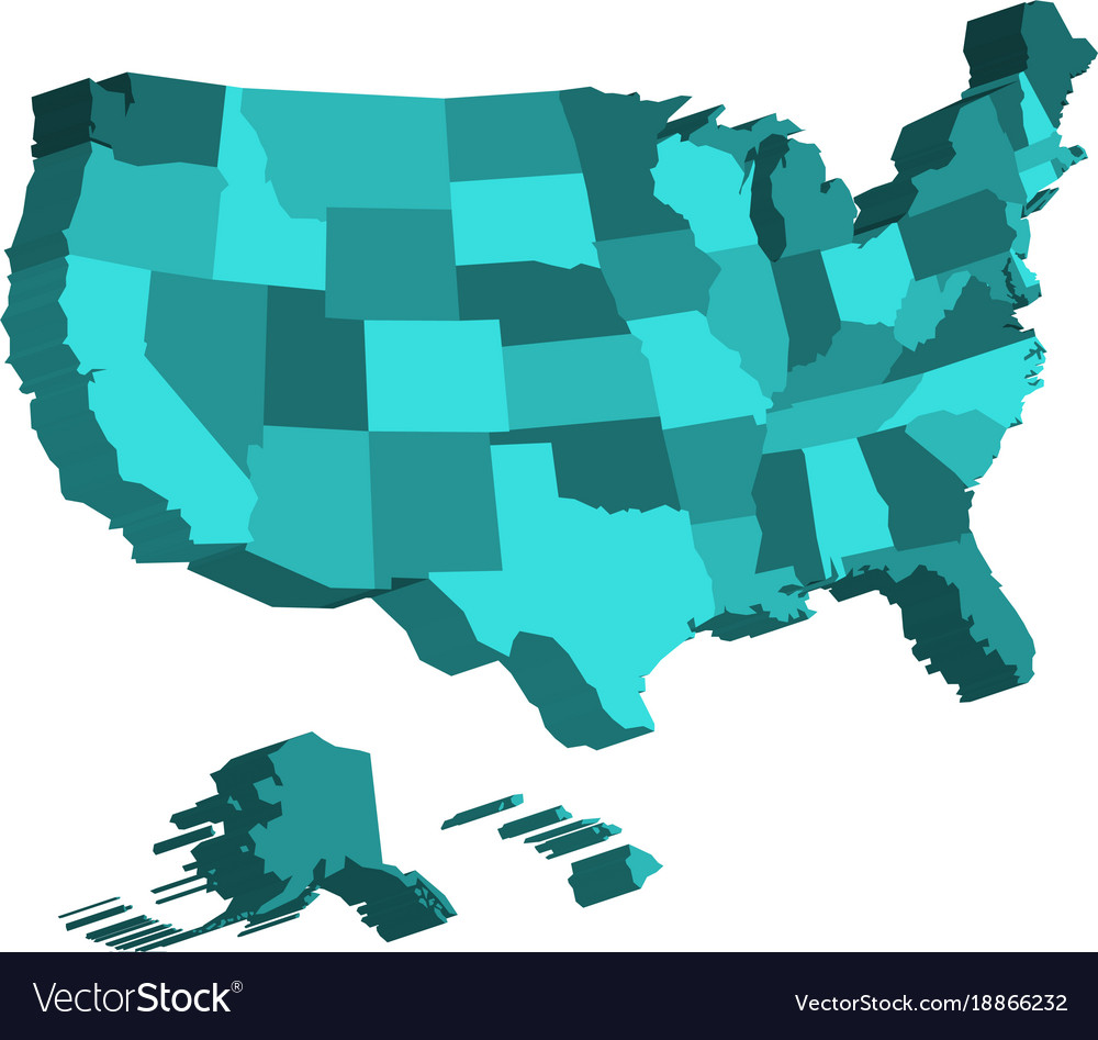 Download 3d map of united states of america usa divided Vector Image