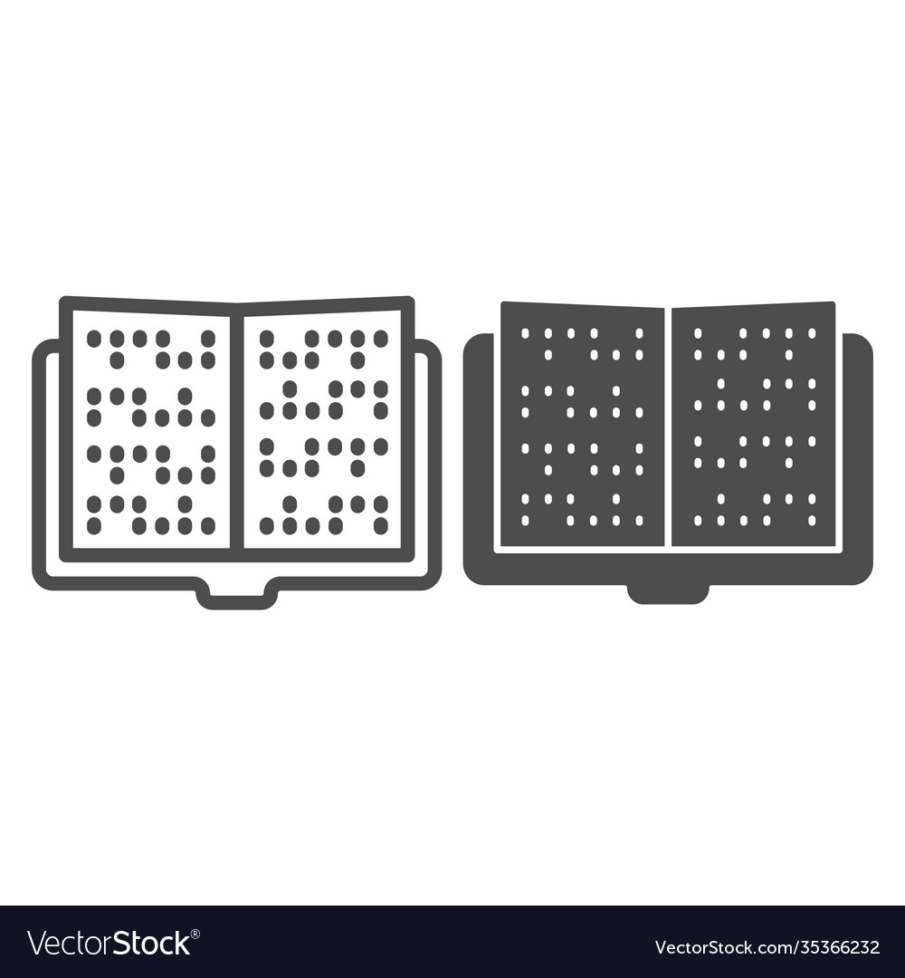Braille book for blind line and solid icon vector image Braille book for blind line and solid icon