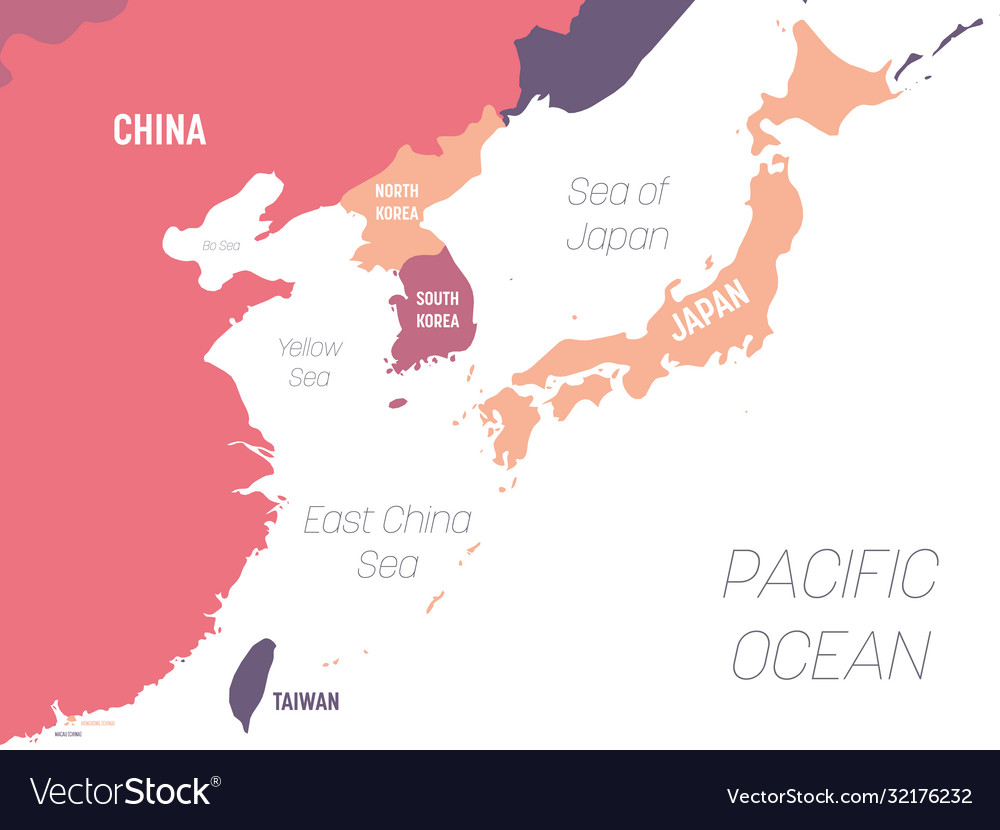 East Asia Map High Detailed Political Map Vector Image East Asia Map High Detailed Political Map Vector 32176232 