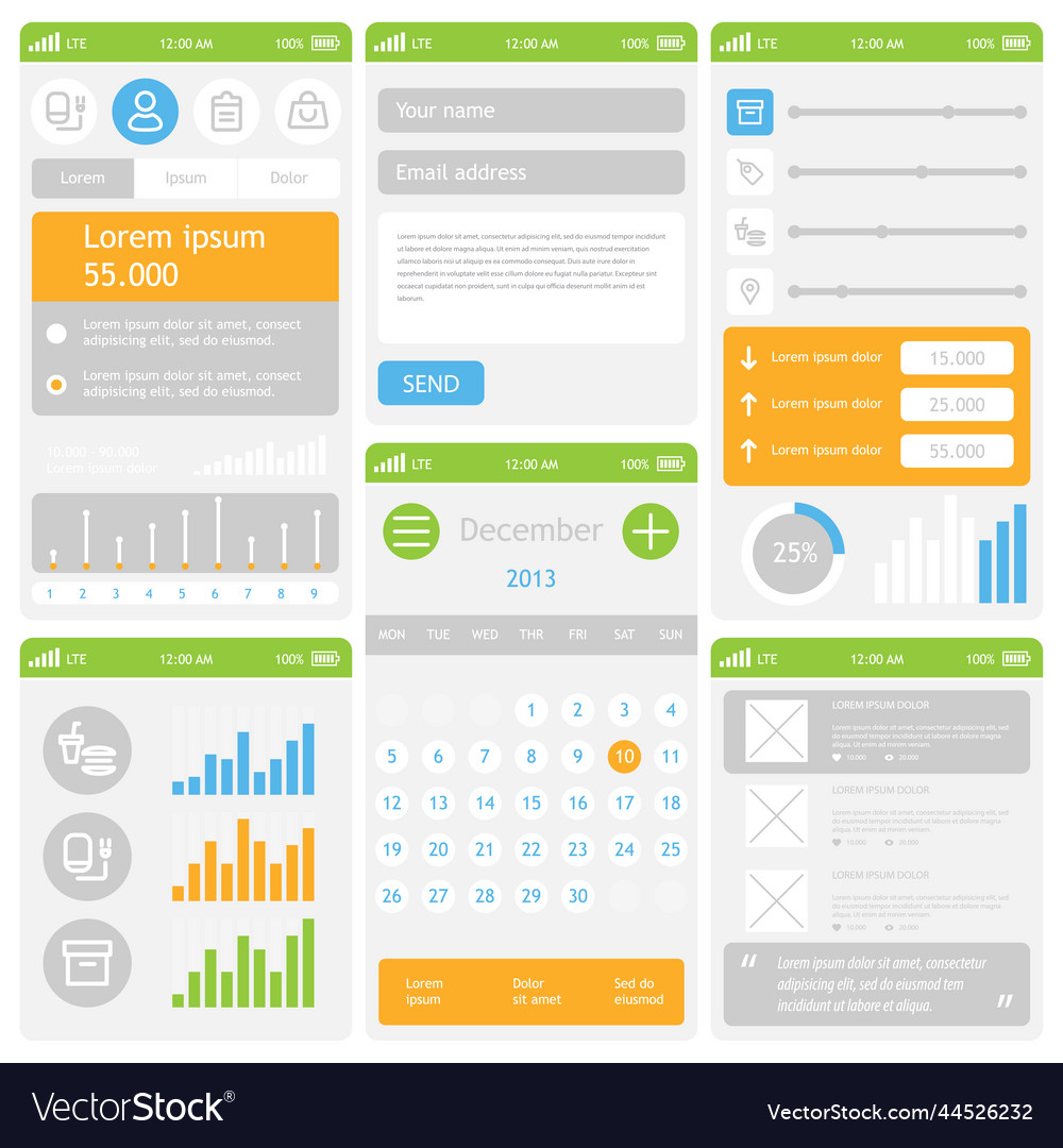 Flat mobile ui design