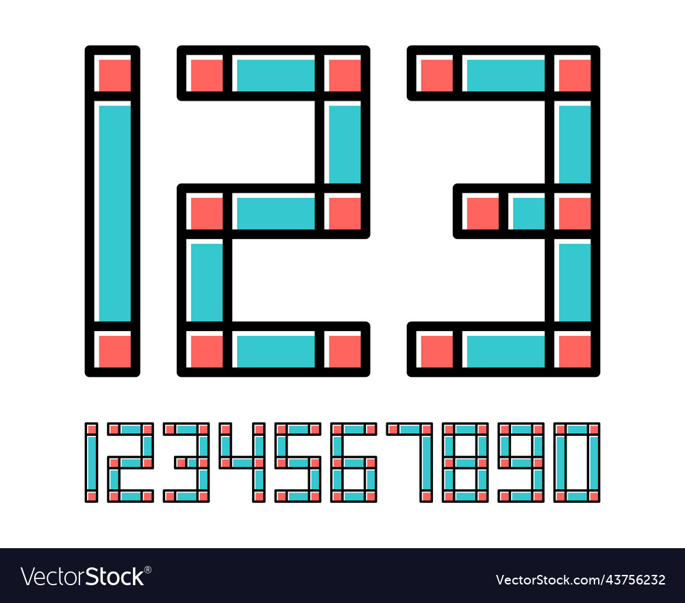 Geometric font line digital effect design numbers