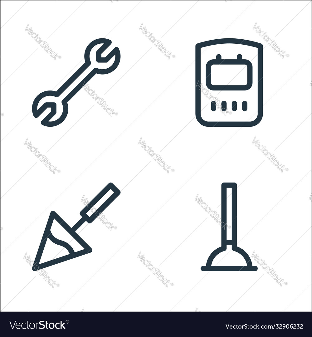Labour day line icons linear set quality vector image Labour day line icons linear set quality