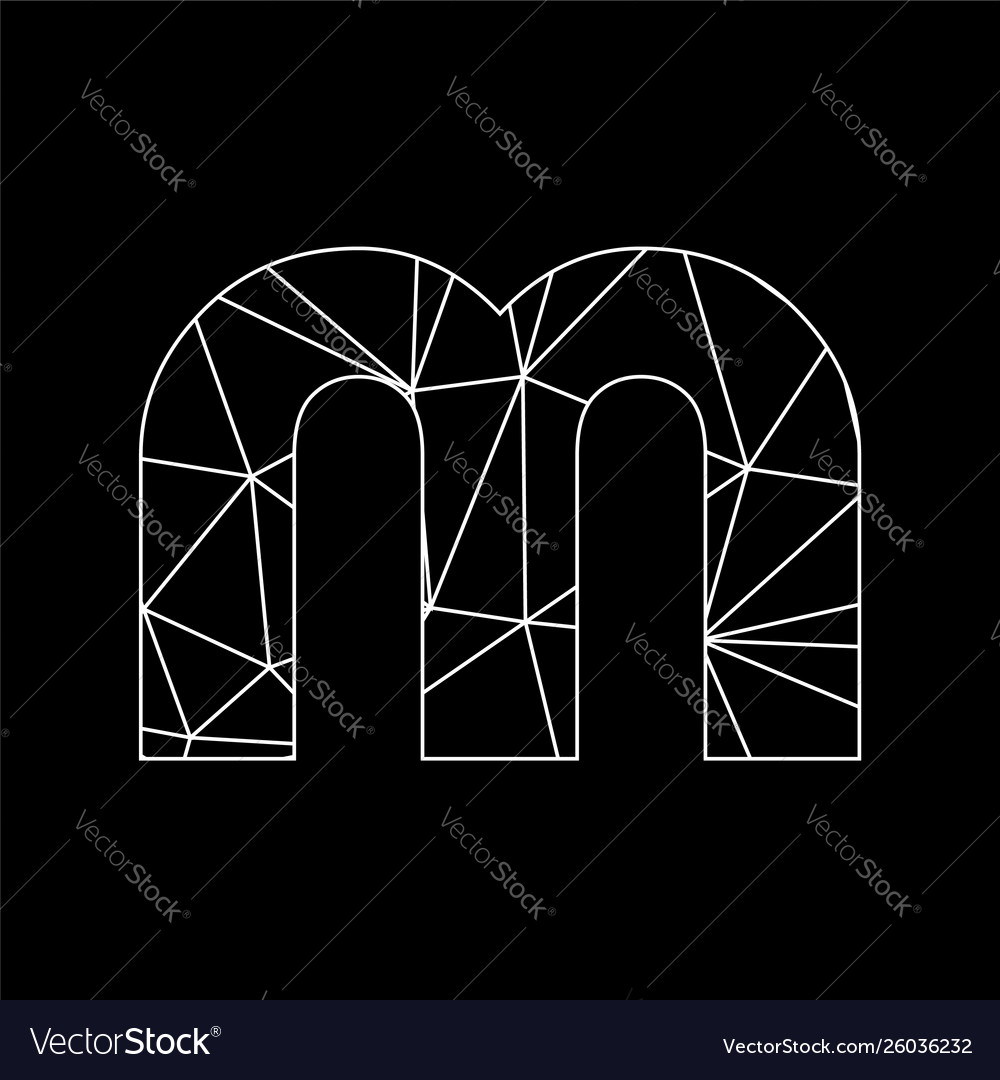 M geometric triangle blockchain font vector image M geometric triangle blockchain font