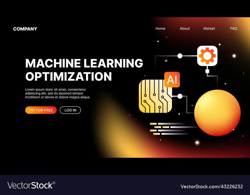 Machine learning optimization website isometric vector image Machine learning optimization website isometric