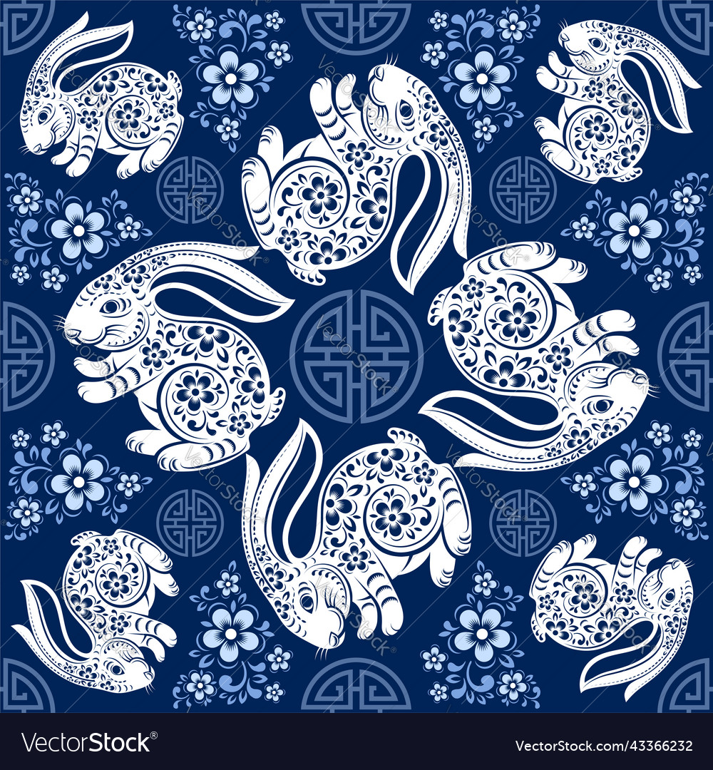 Seamless pattern with chinese new year 2023 vector image Seamless pattern with chinese new year 2023