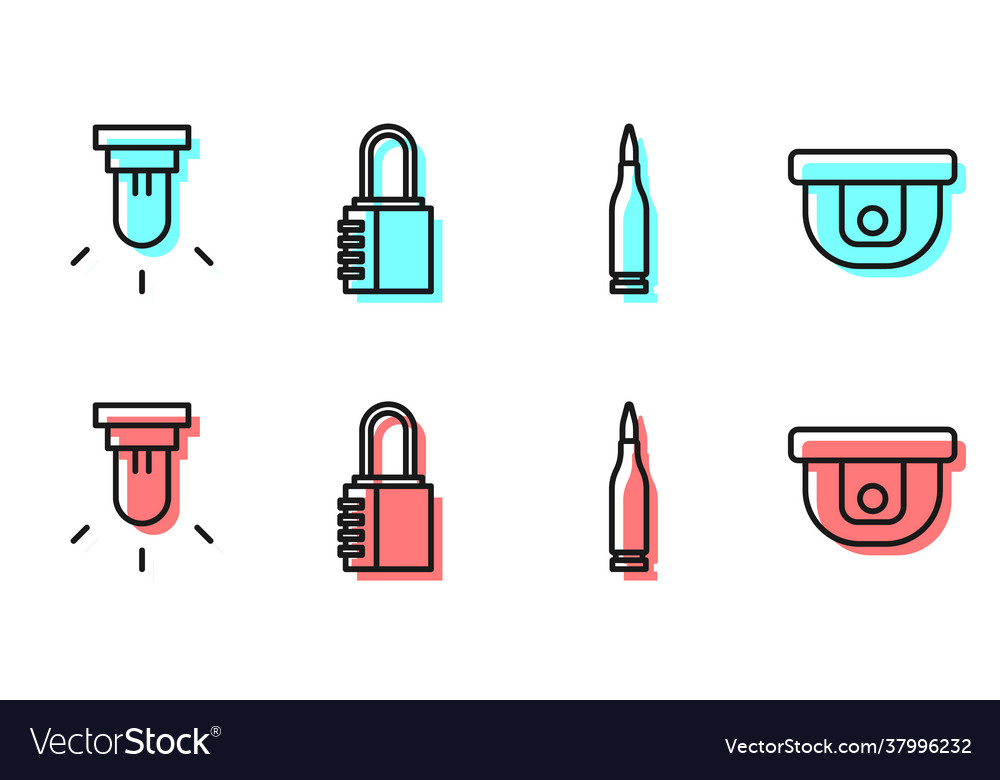 Set line bullet motion sensor safe combination vector image Set line bullet motion sensor safe combination
