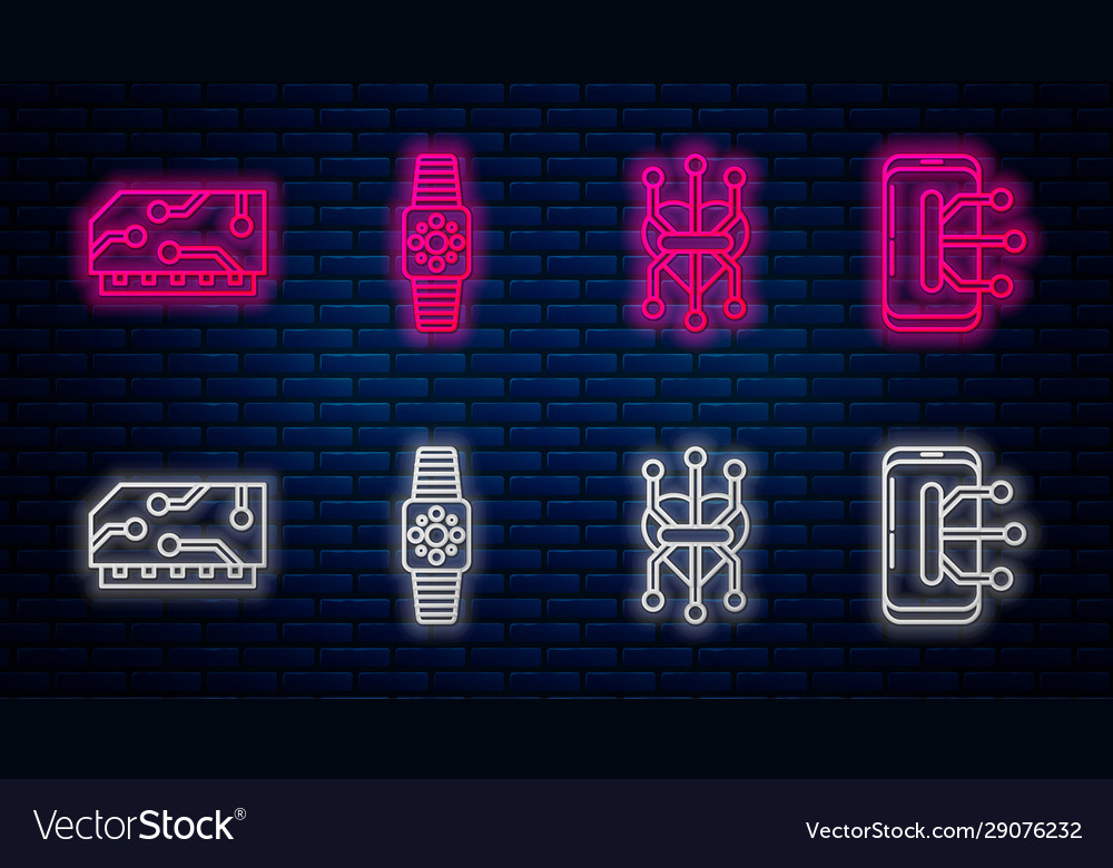 Set line smartwatch processor ram random access vector image Set line smartwatch processor ram random access