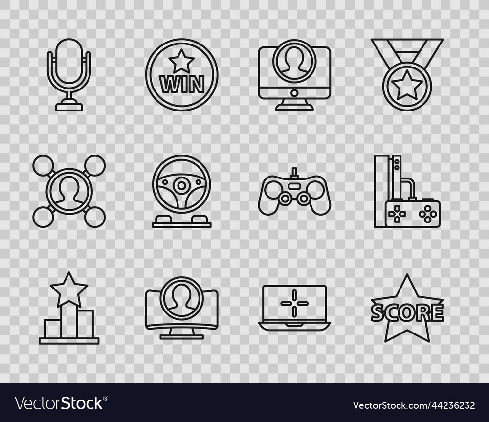 Set line star create account screen microphone vector image Set line star create account screen microphone
