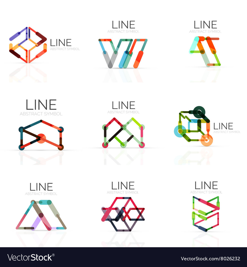Set of linear abstract logos connected