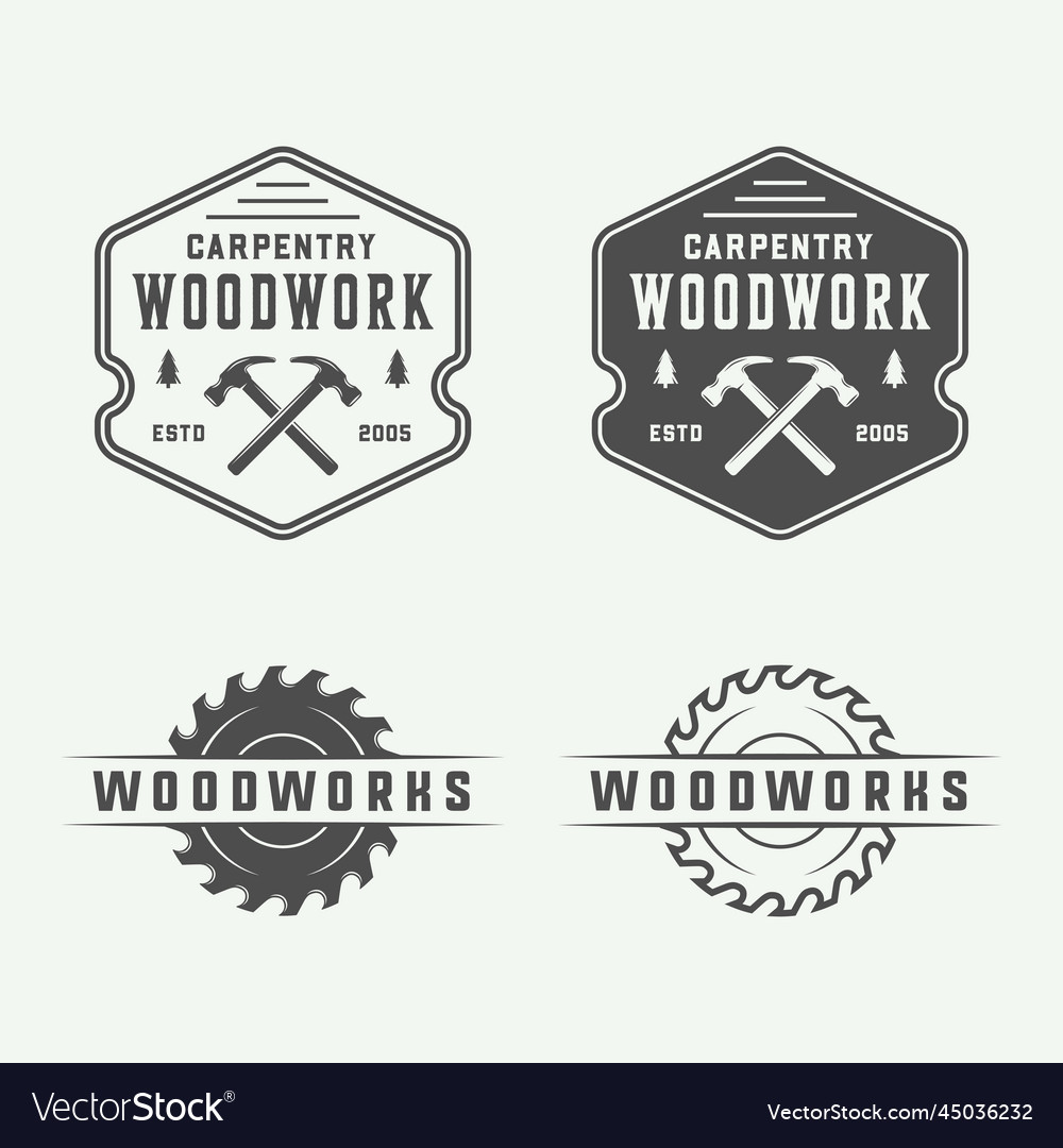 Set of vintage carpentry woodwork and mechanic Vector Image