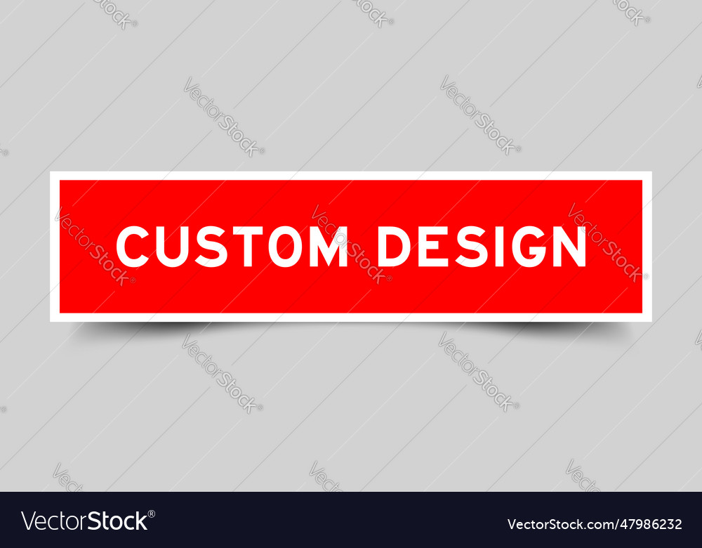 Sticker label with word custom design in red vector image Sticker label with word custom design in red