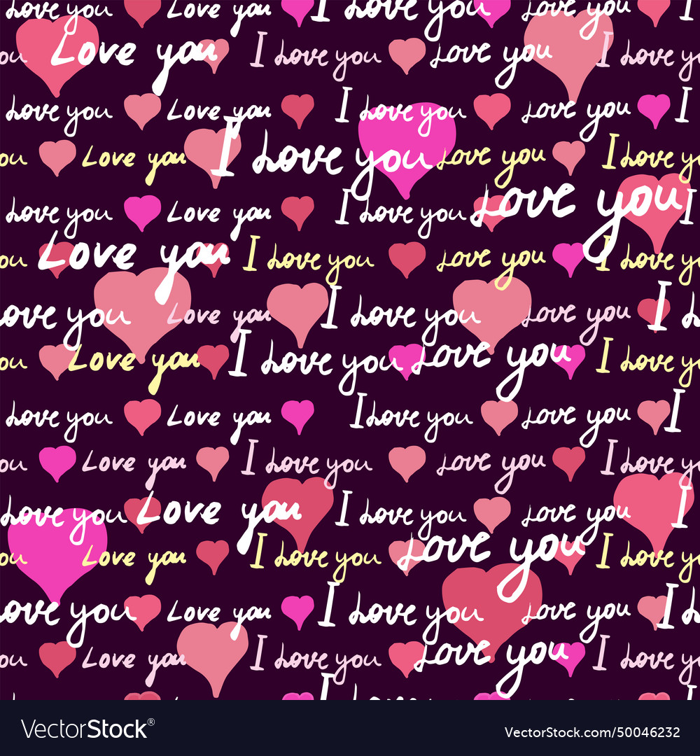 Text i love you hand geschrieben Wörter rosa Herzen