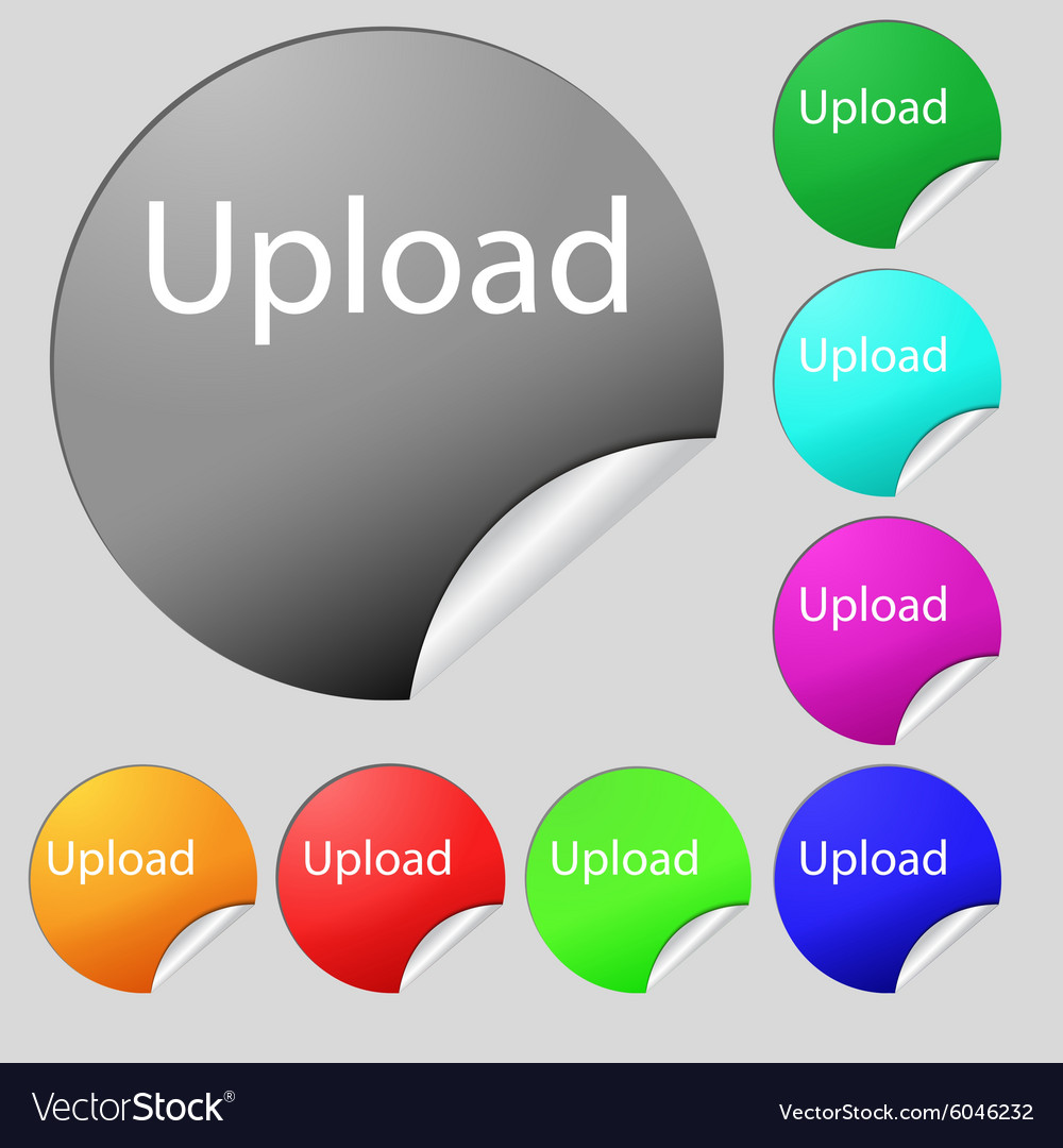 Upload sign icon load symbol set of eight multi