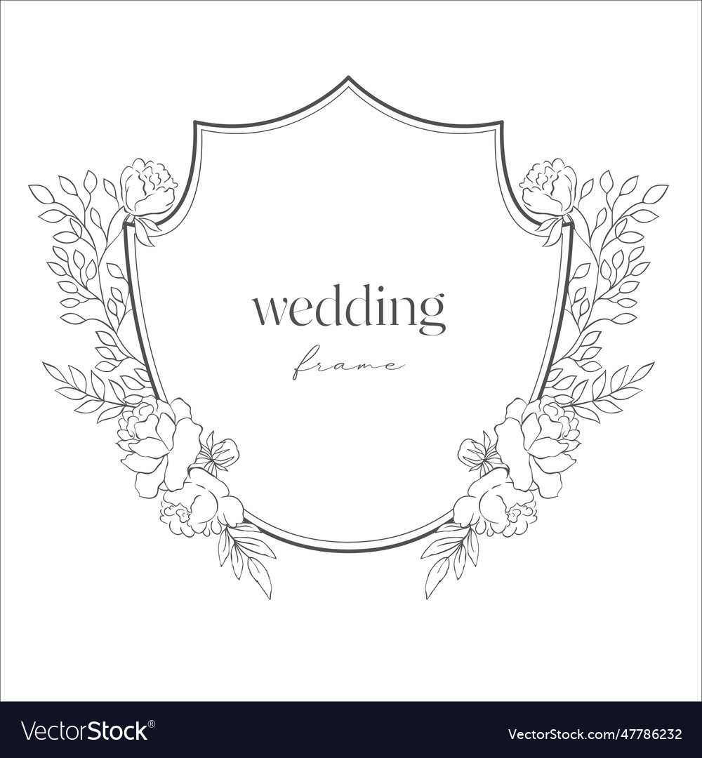 Wedding crest with flowers on the white background