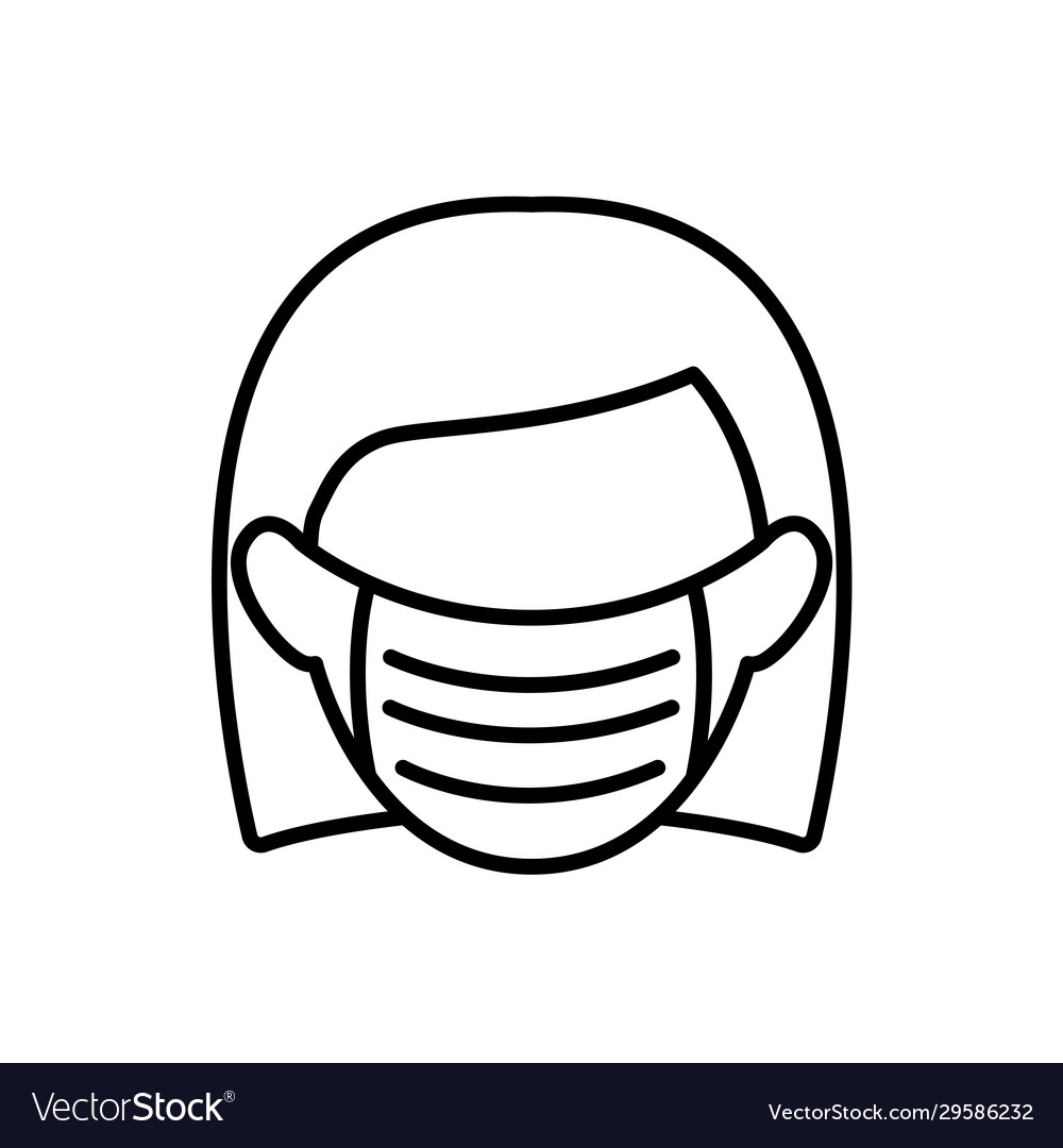 Woman with medical mask icon in air pollutions