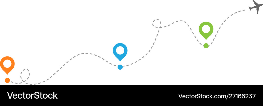 Airplanes with dotted flight path trail Royalty Free Vector