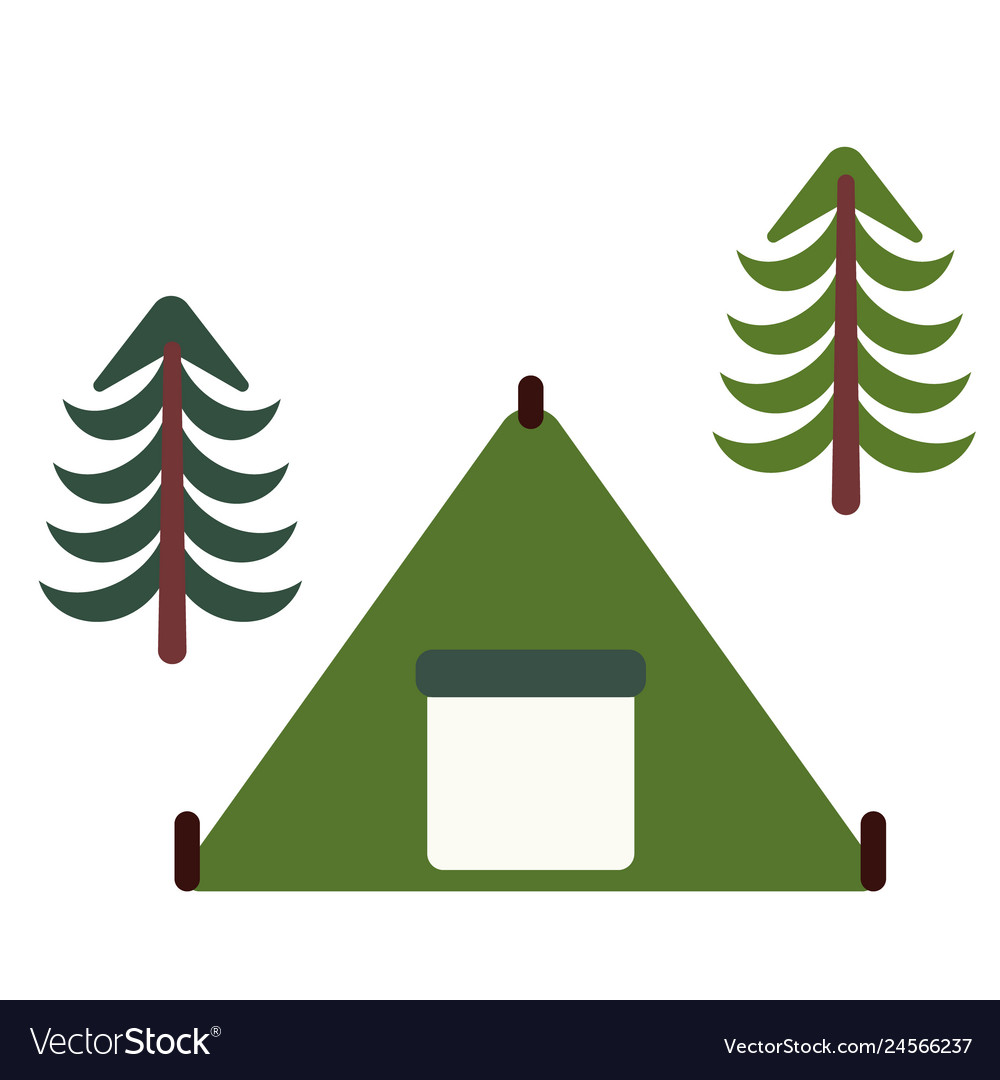 Campsite flat on white Royalty Free Vector Image