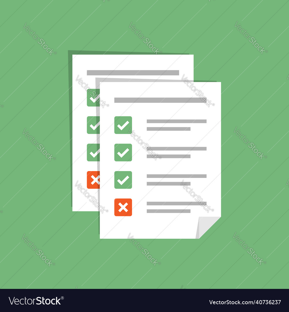 Checklist document icon in flat style report vector image Checklist document icon in flat style report