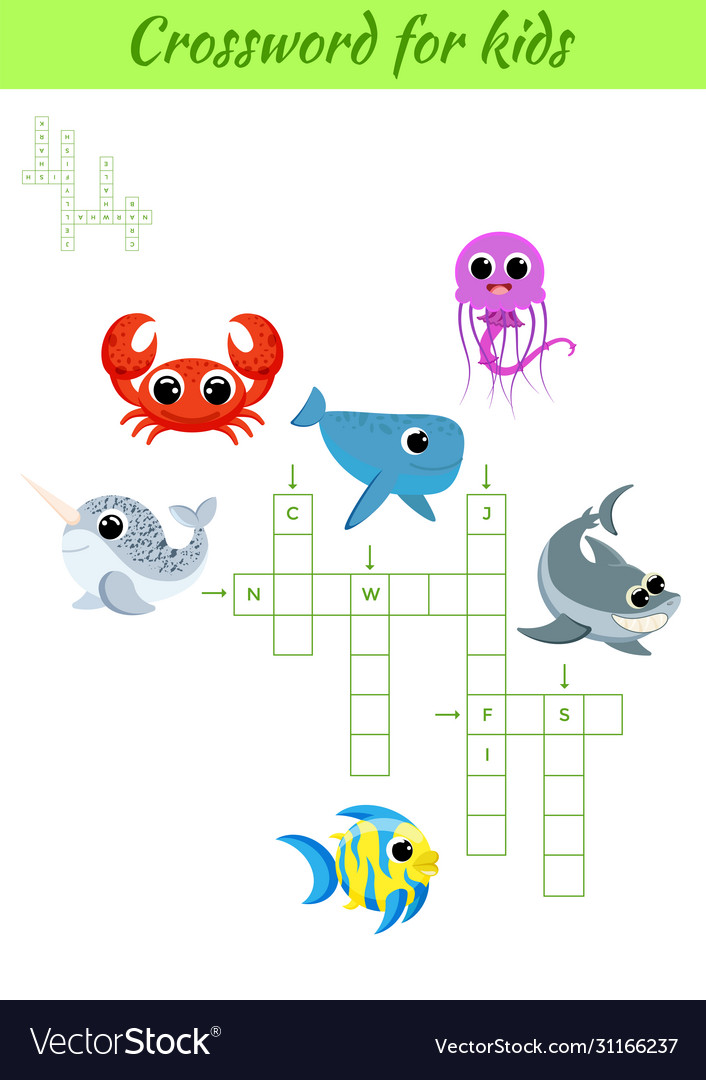 Crosswords game animals for children