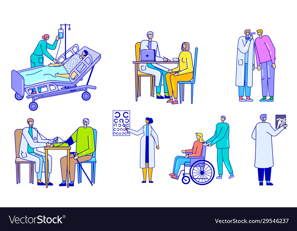 Doctor patient lineart characters people