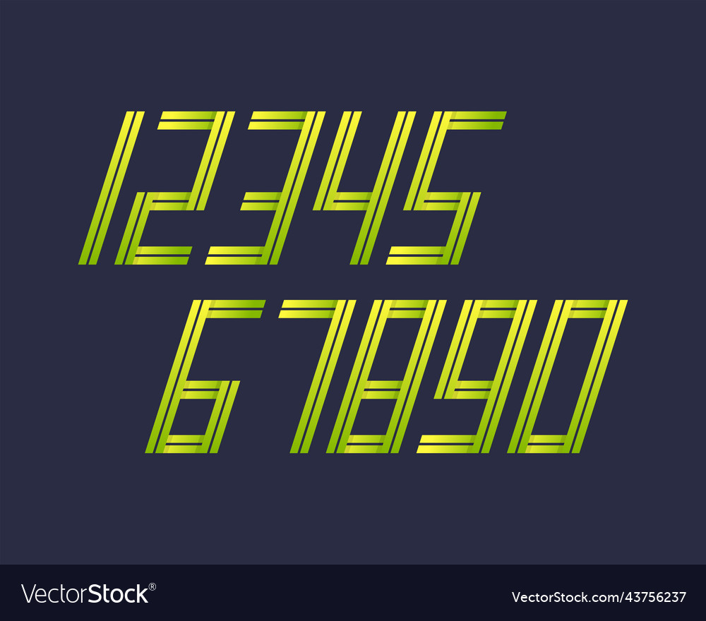 Geometric font line digital effect design numbers