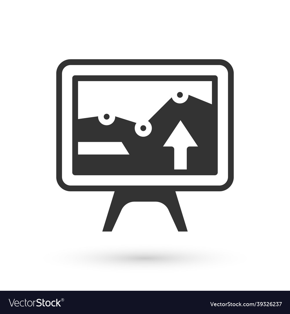 Grey computer monitor with graph chart icon