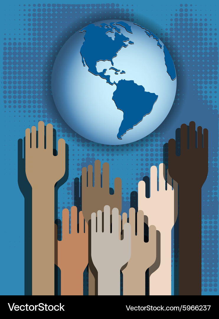 Hands and globe Royalty Free Vector Image - VectorStock