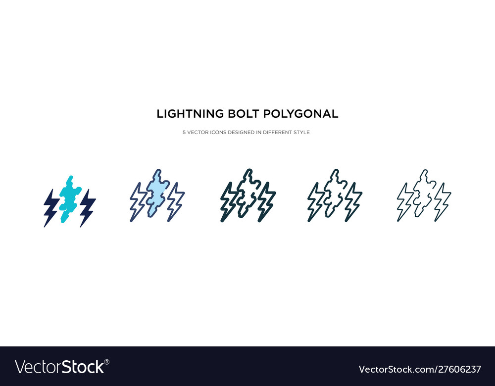 Lightning bolt polygonal icon in different style