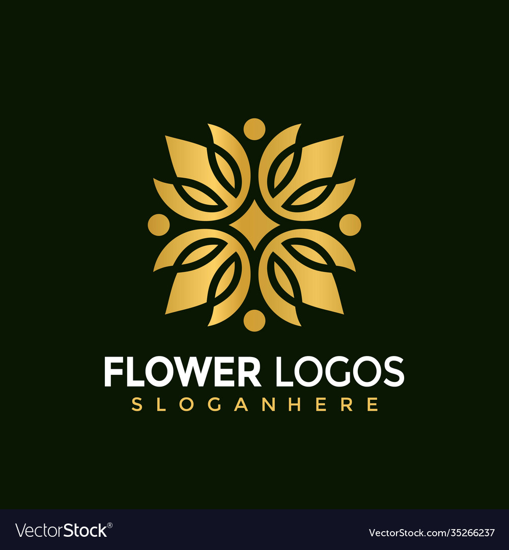 Minimalist Elegant Flower Logo Gold Luxury Modern Vector Image 5385