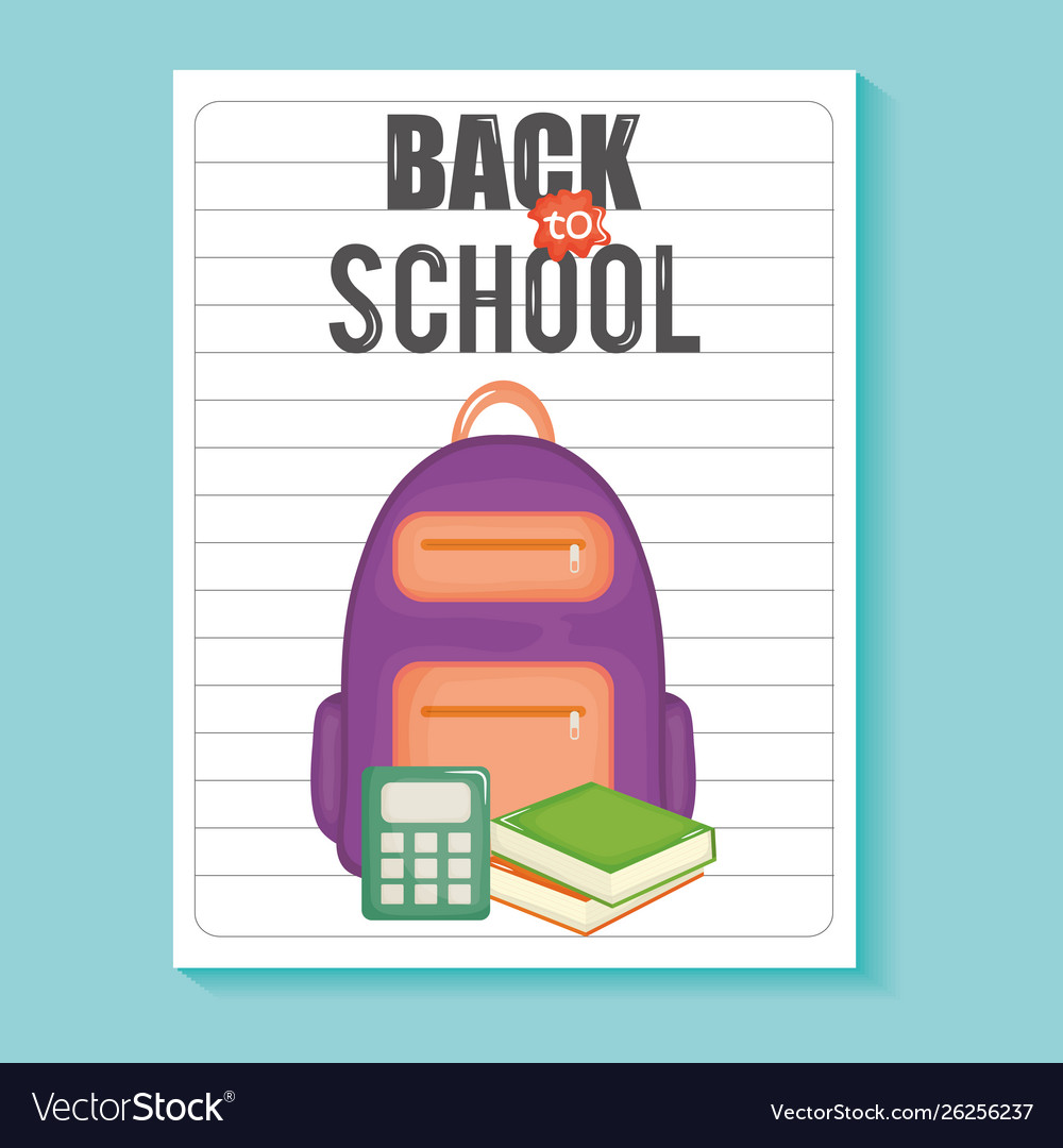 Notebook sheet with back to school and set icons Vector Image Notebook sheet with back to school and set icons
