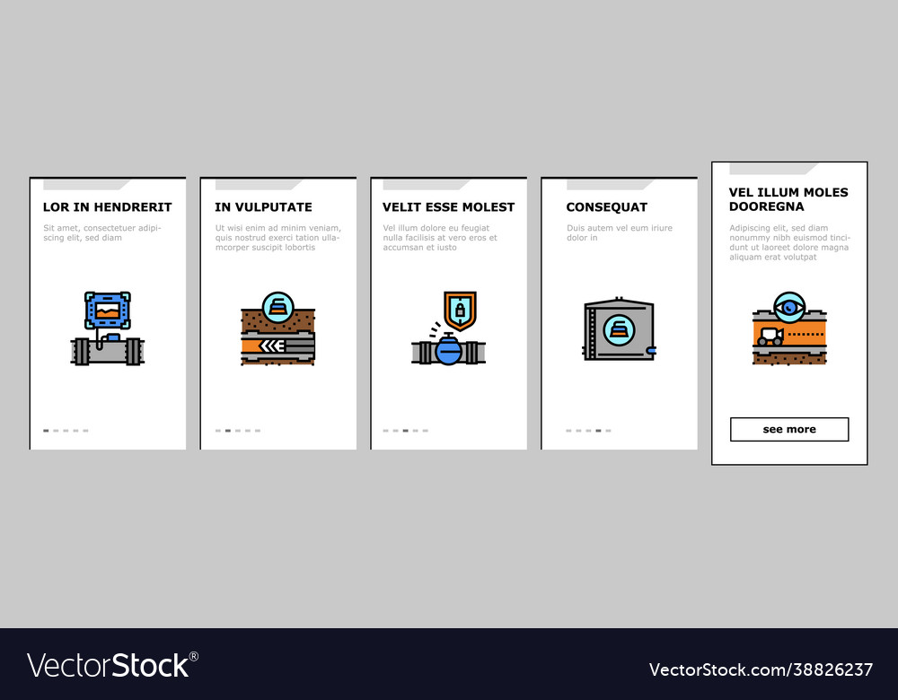 Pipeline construction onboarding icons set Vector Image Pipeline construction onboarding icons set
