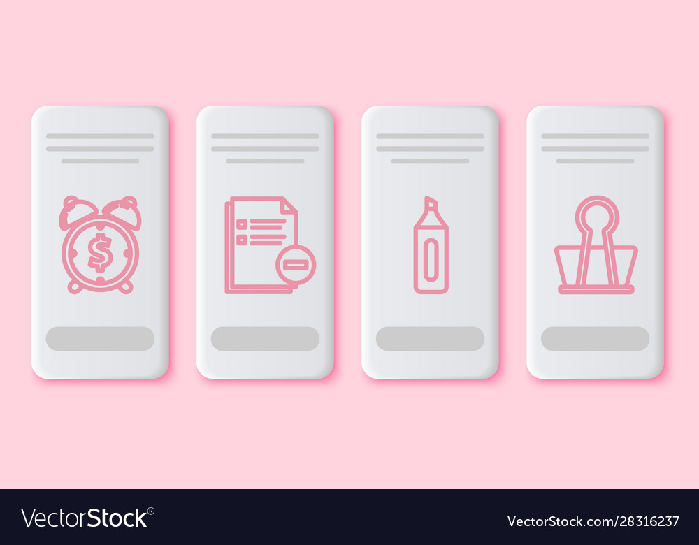 Set line alarm clock with dollar symbol document Vector Image Set line alarm clock with dollar symbol document