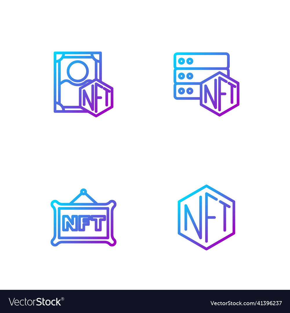 Set line nft digital crypto art and blockchain vector image Set line nft digital crypto art and blockchain