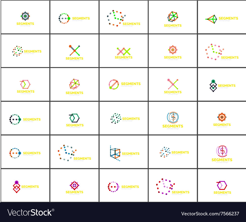 Set of linear abstract logos and swirl shapes