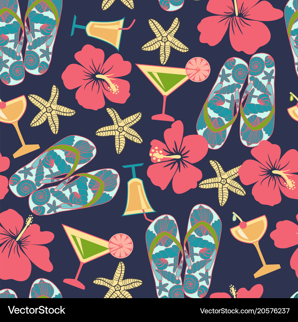 Summer vacation retro pattern in beach style Vector Image