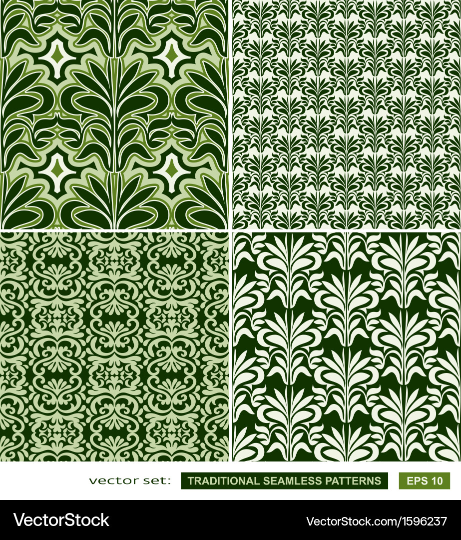 Vintage ornamental green backgrounds set Vector Image