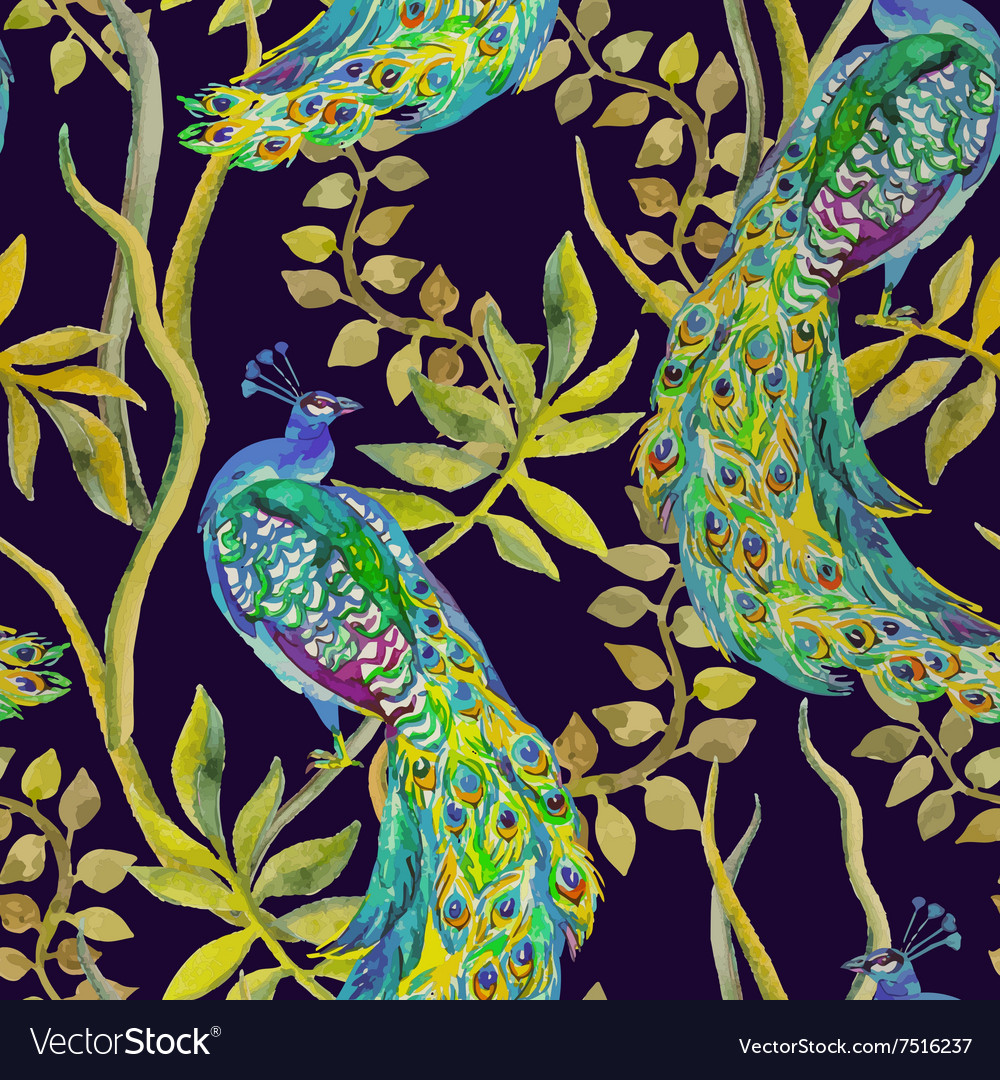 Watercolor Peacock Pattern