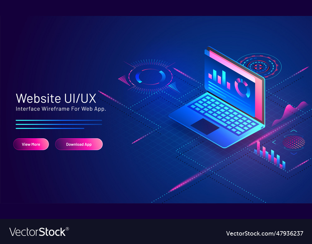 Website uiux concept based isometric landing page