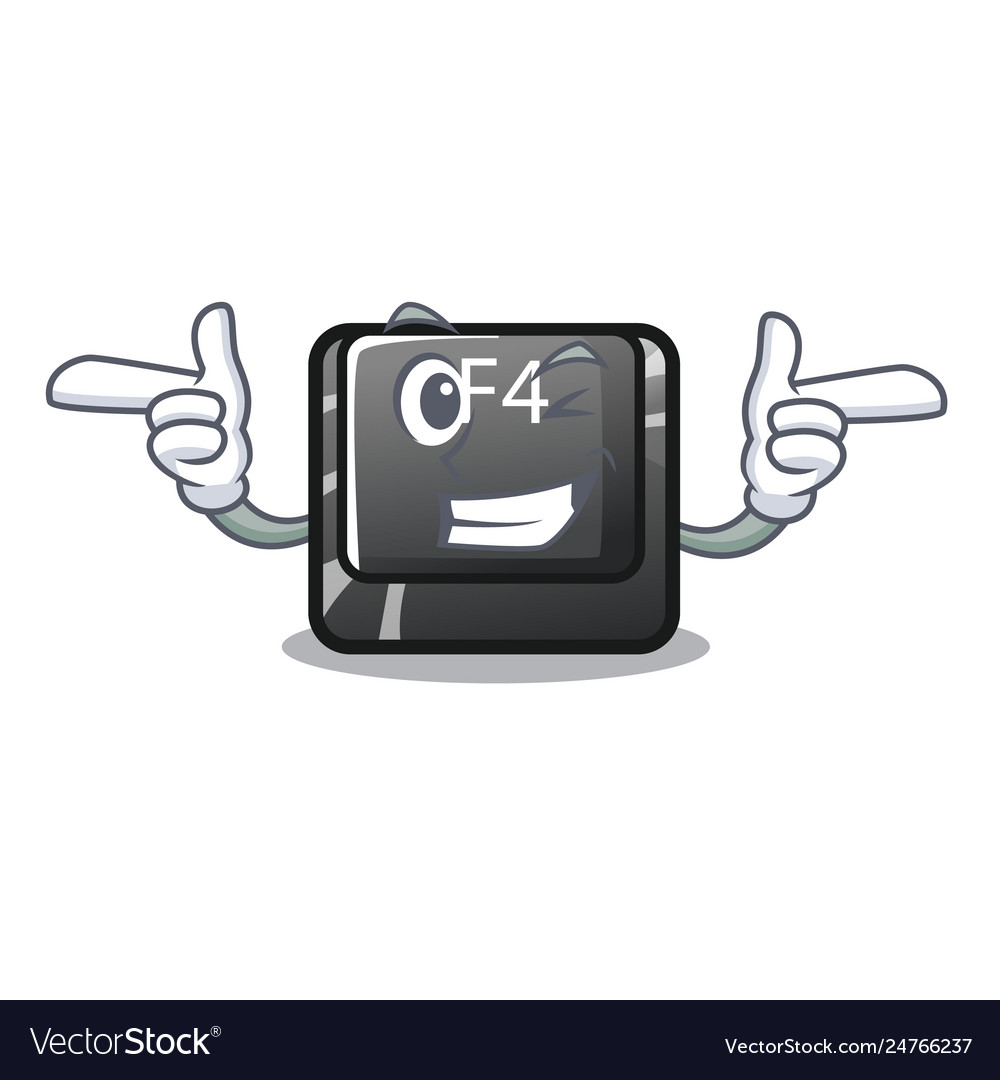 Wink button f4 isolated with character vector image Wink button f4 isolated with character