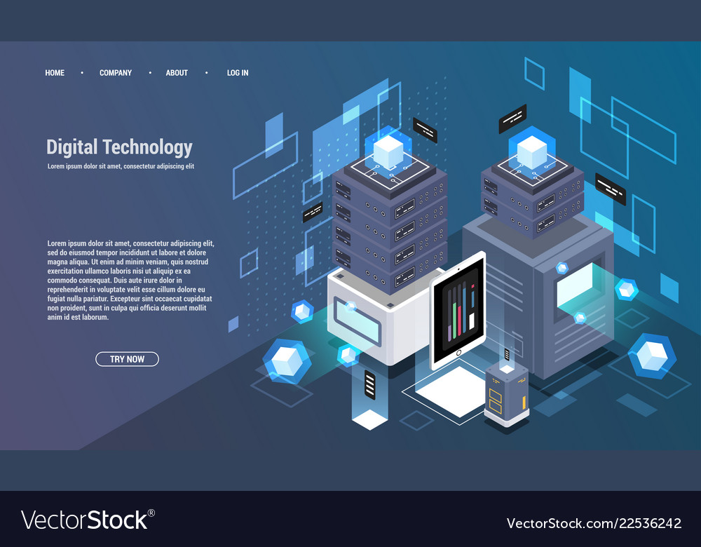 Computation of big data center information Vector Image