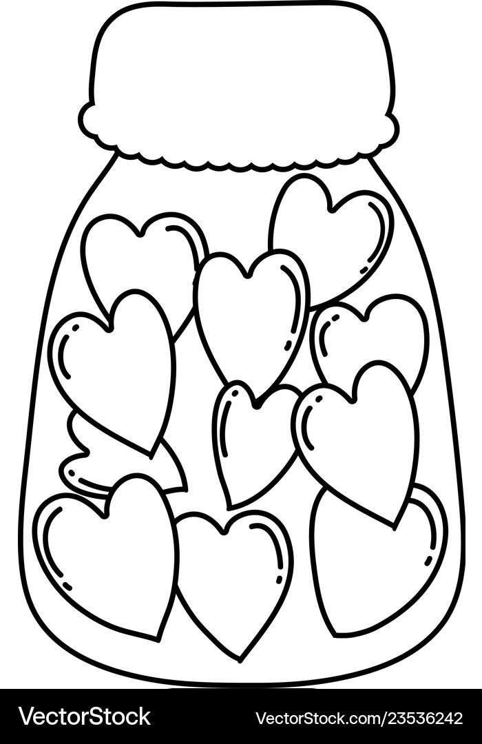Cute mason jar with love hearts Royalty Free Vector Image