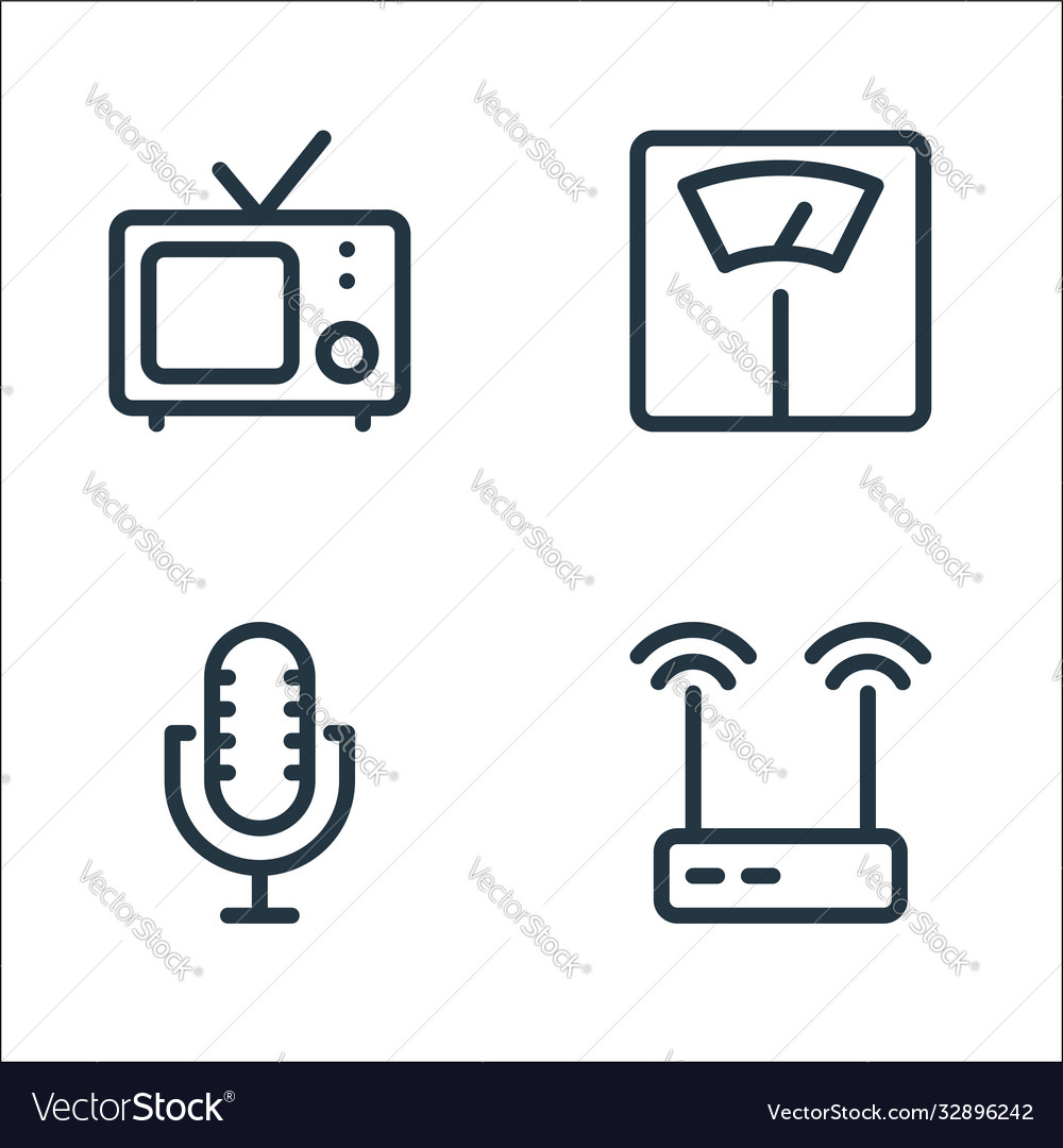 Electronics line icons linear set quality vector image Electronics line icons linear set quality