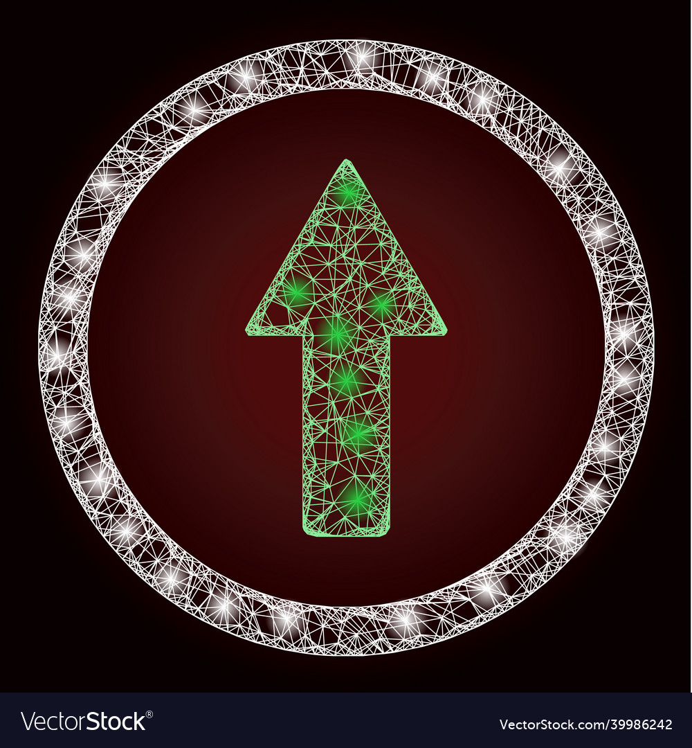 Glowing net mesh rounded up arrow with glare spots vector image Glowing net mesh rounded up arrow with glare spots