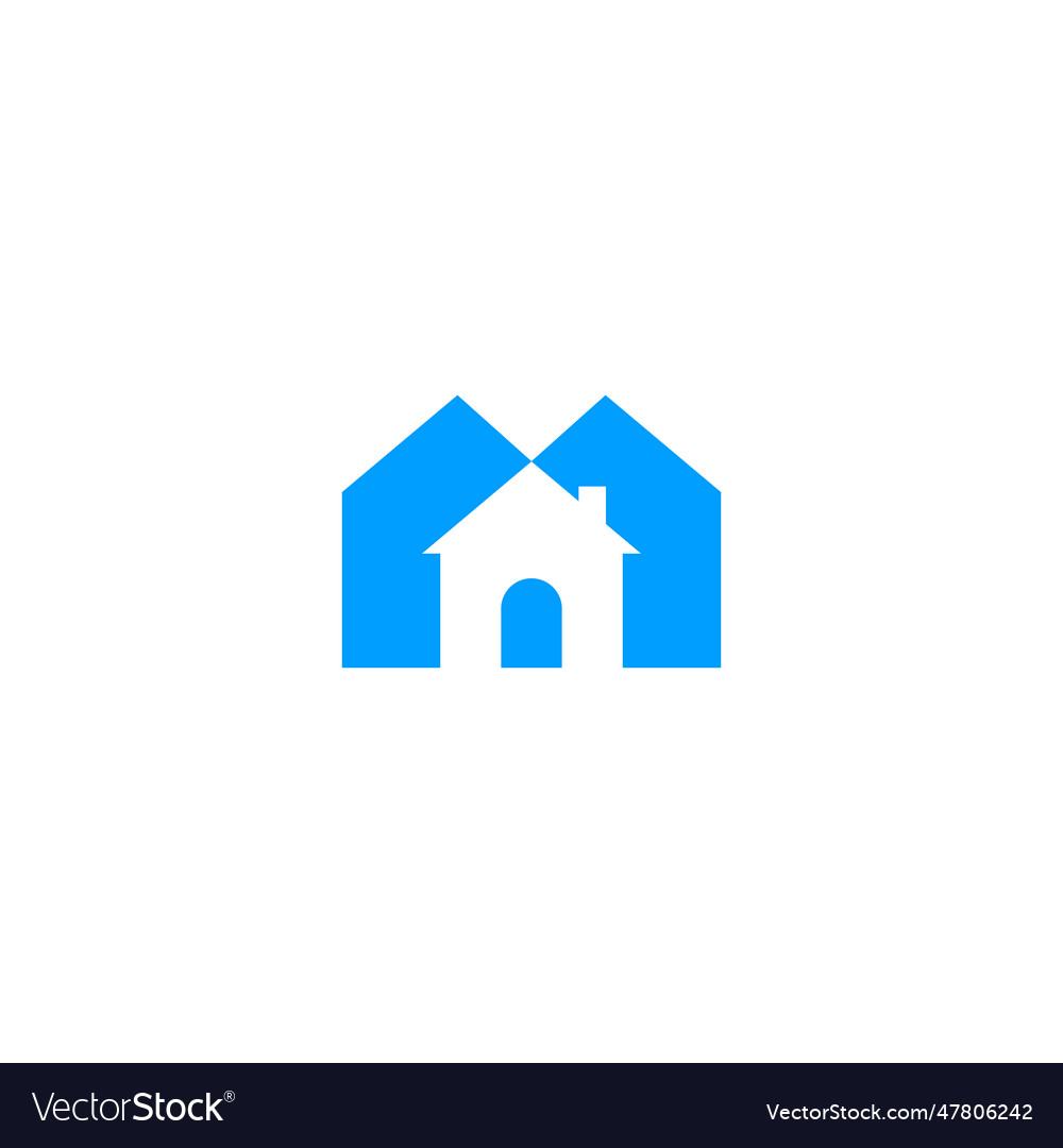 Letter m house negative space logo design