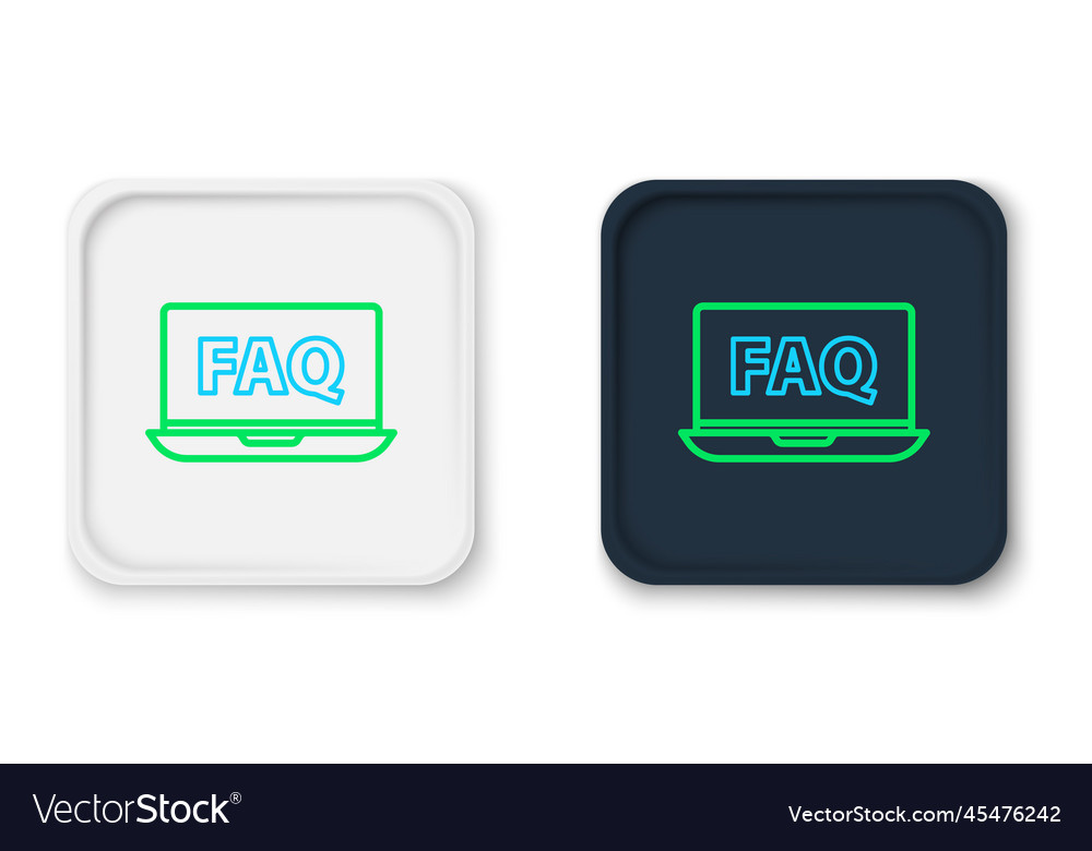 Line laptop and faq icon isolated on white