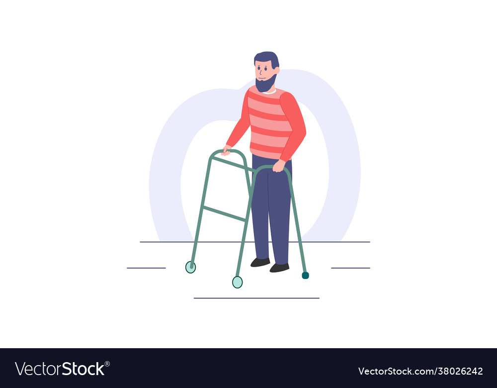 Man using walker or walking frame