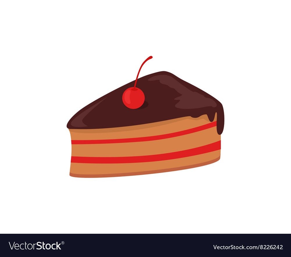 Part of cake with cherry design Royalty Free Vector Image